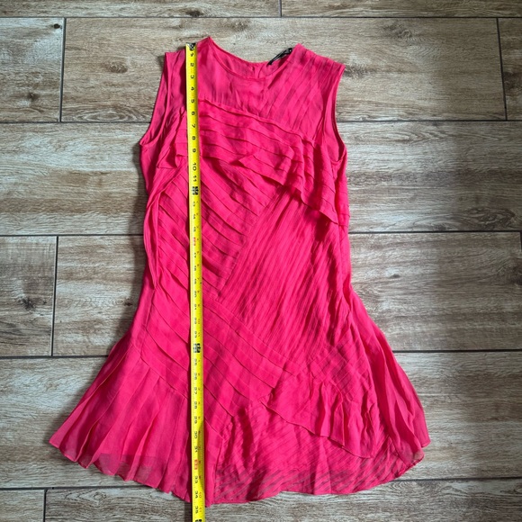 Nanette Lepore All Tuckered Out Silk Aline Dress Size 6 Pink Pleated Sleeveless - Picture 14 of 16